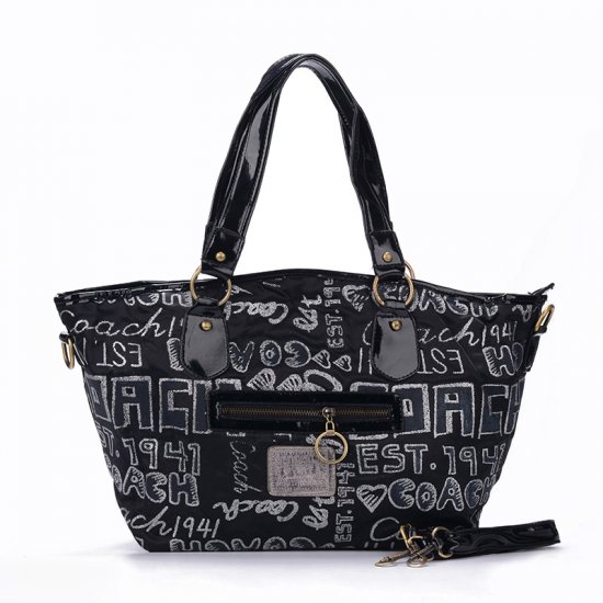 Coach Legacy In Signature Jacquard Medium Black Totes EWL - Click Image to Close